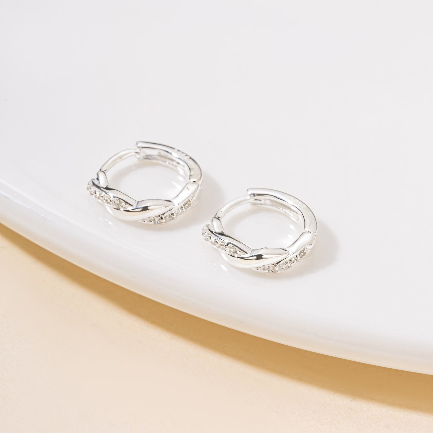 Twisted Huggie Hoop Earrings