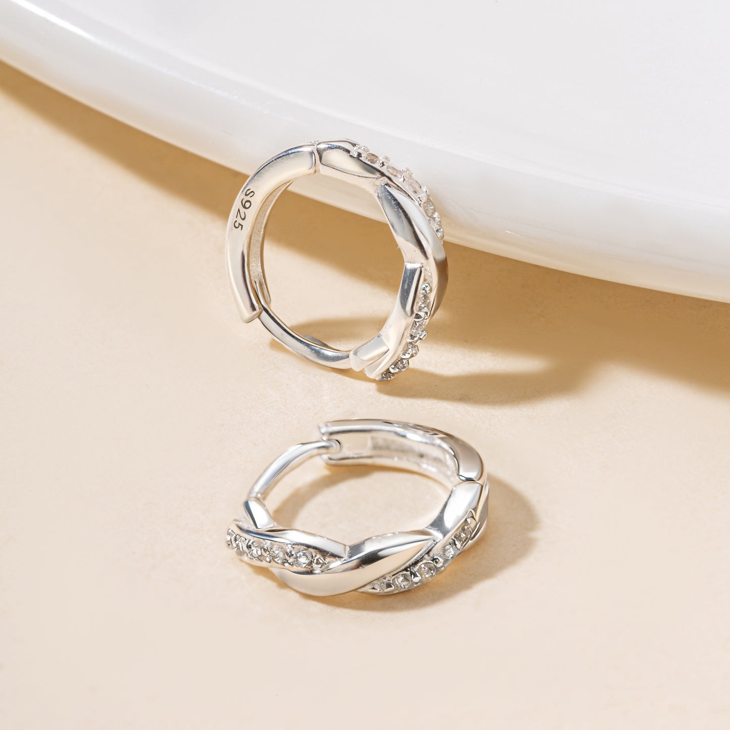 Twisted Huggie Hoop Earrings