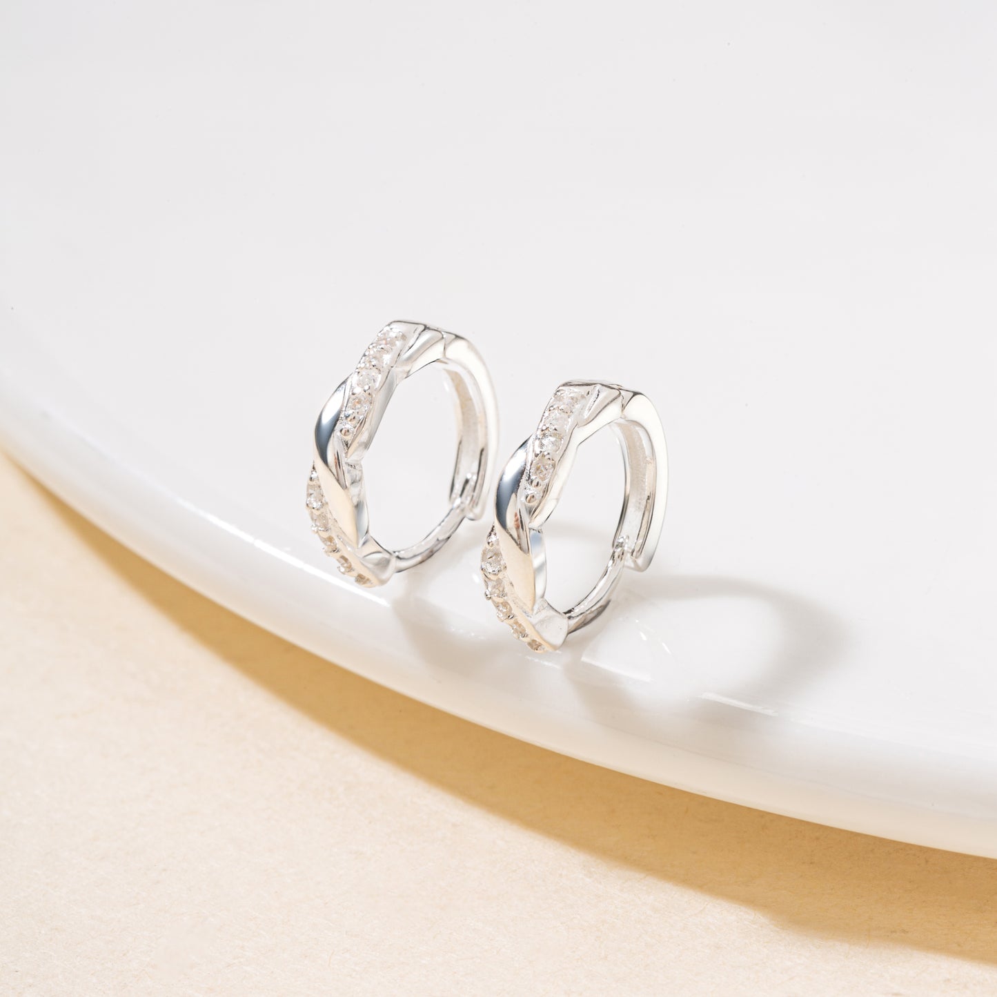 Twisted Huggie Hoop Earrings