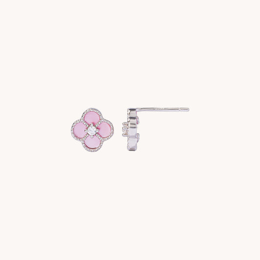 Pink Mother of Pearl Clover Earrings