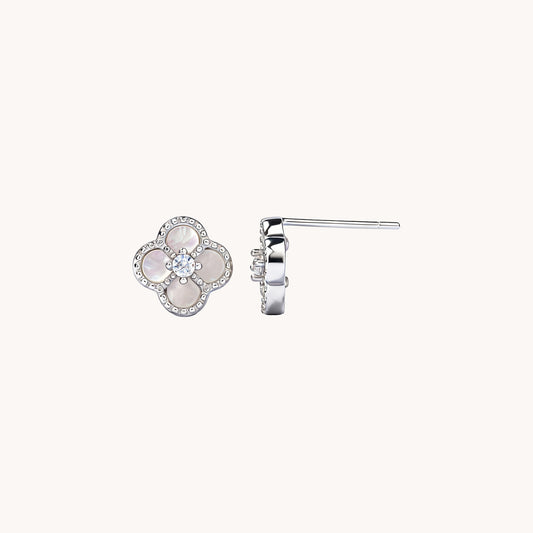 White Mother of Pearl Clover Earrings