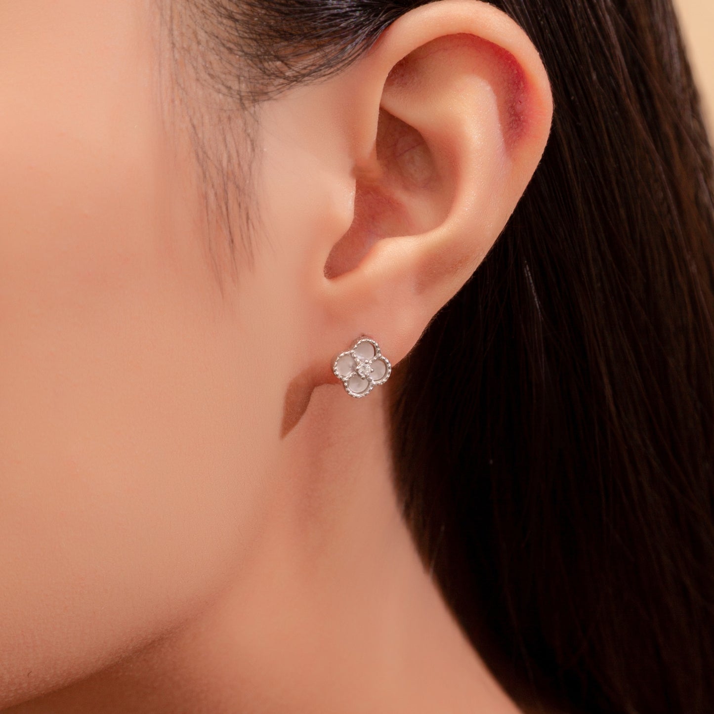 White Mother of Pearl Clover Earrings