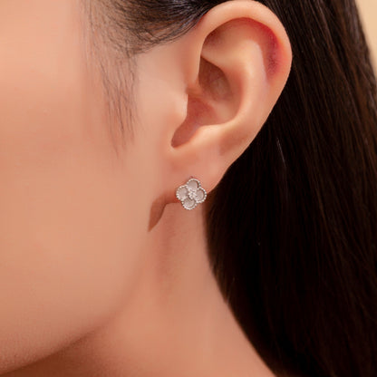White Mother of Pearl Clover Earrings