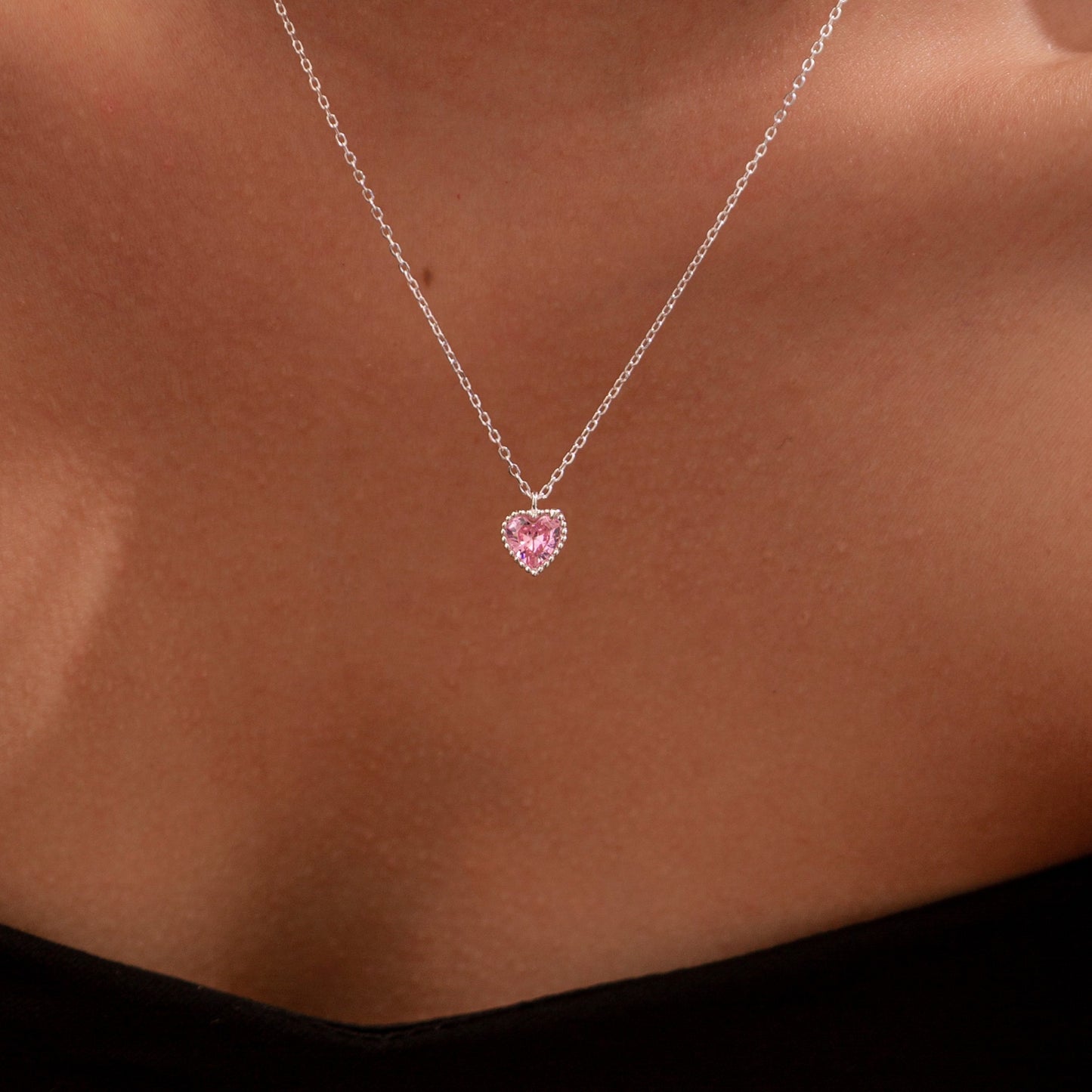 Pink Heart Pendant Necklace