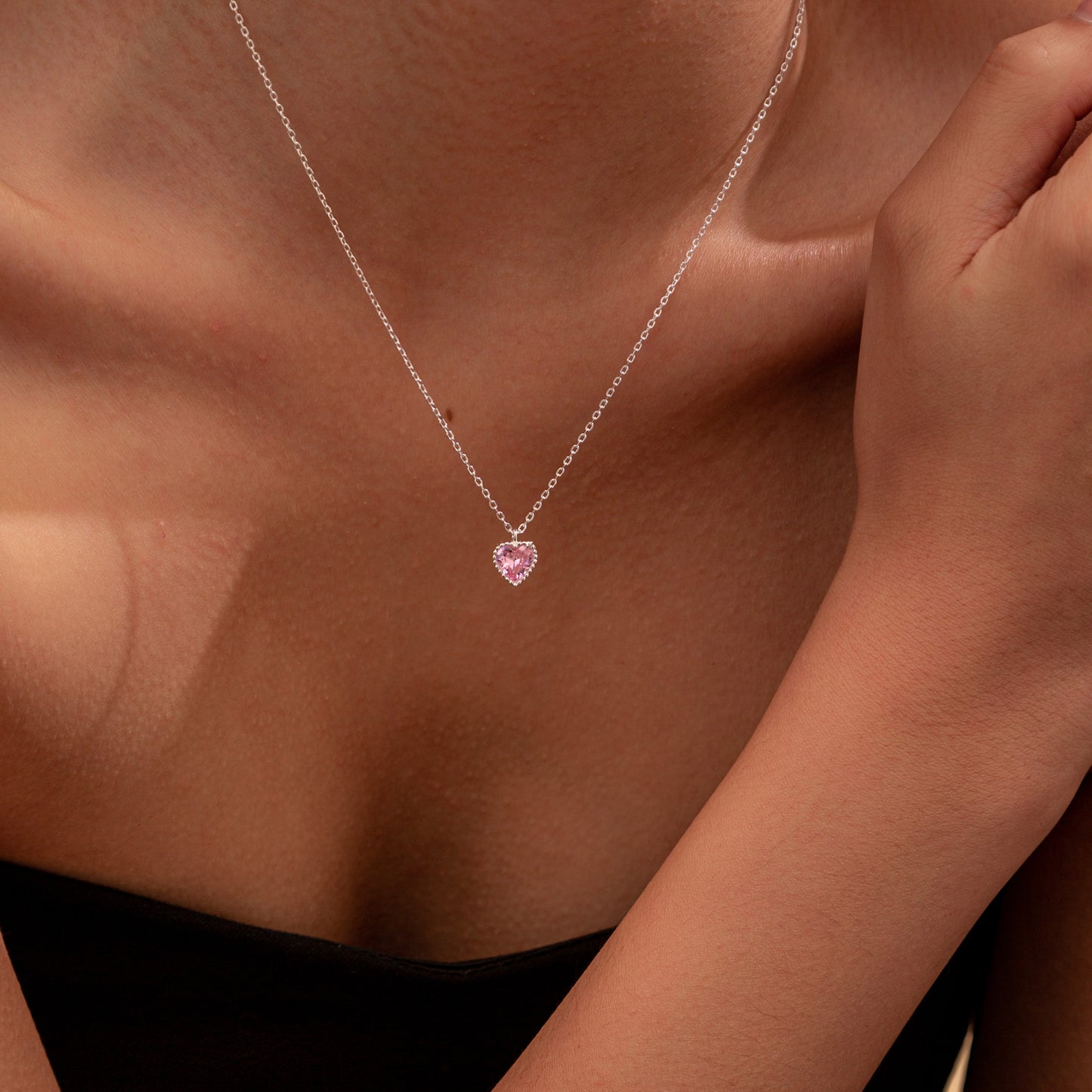 Pink Heart Pendant Necklace