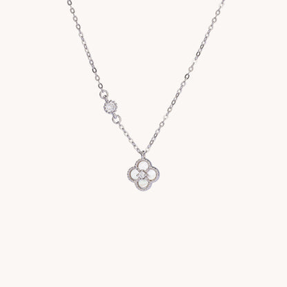 White Mother of Pearl Clover Necklace