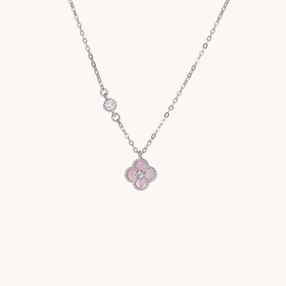 Pink Mother of Pearl Clover Necklace