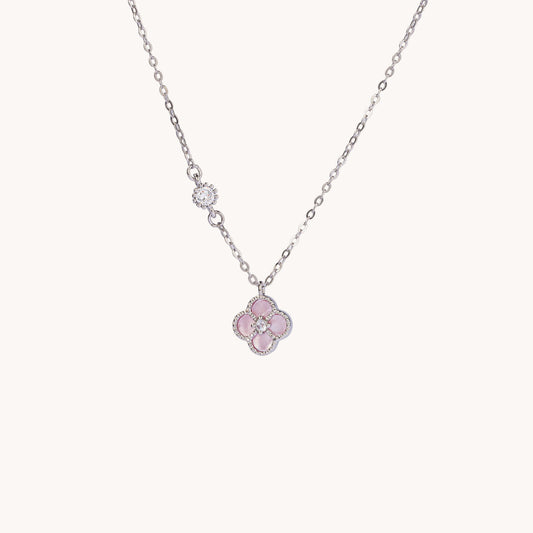 Pink Mother of Pearl Clover Necklace