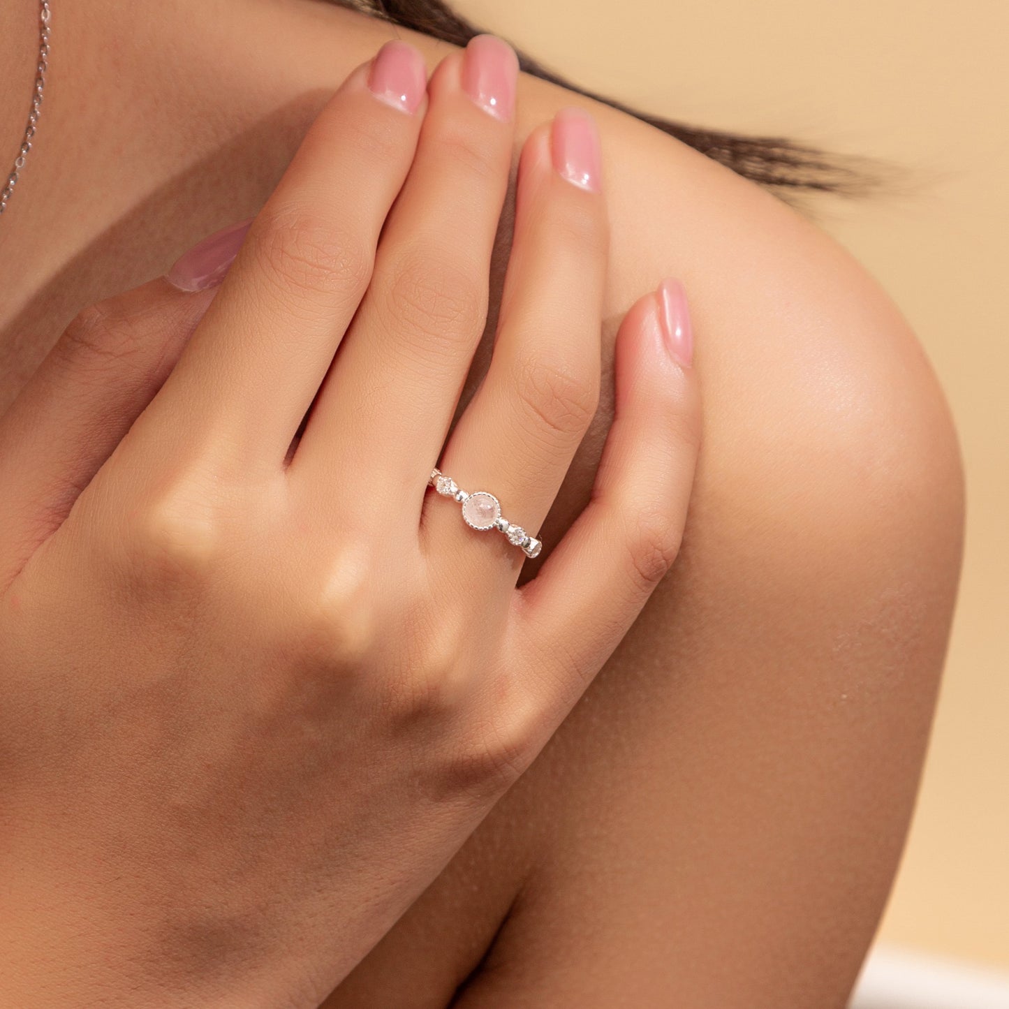 Rose Quartz Open Ring